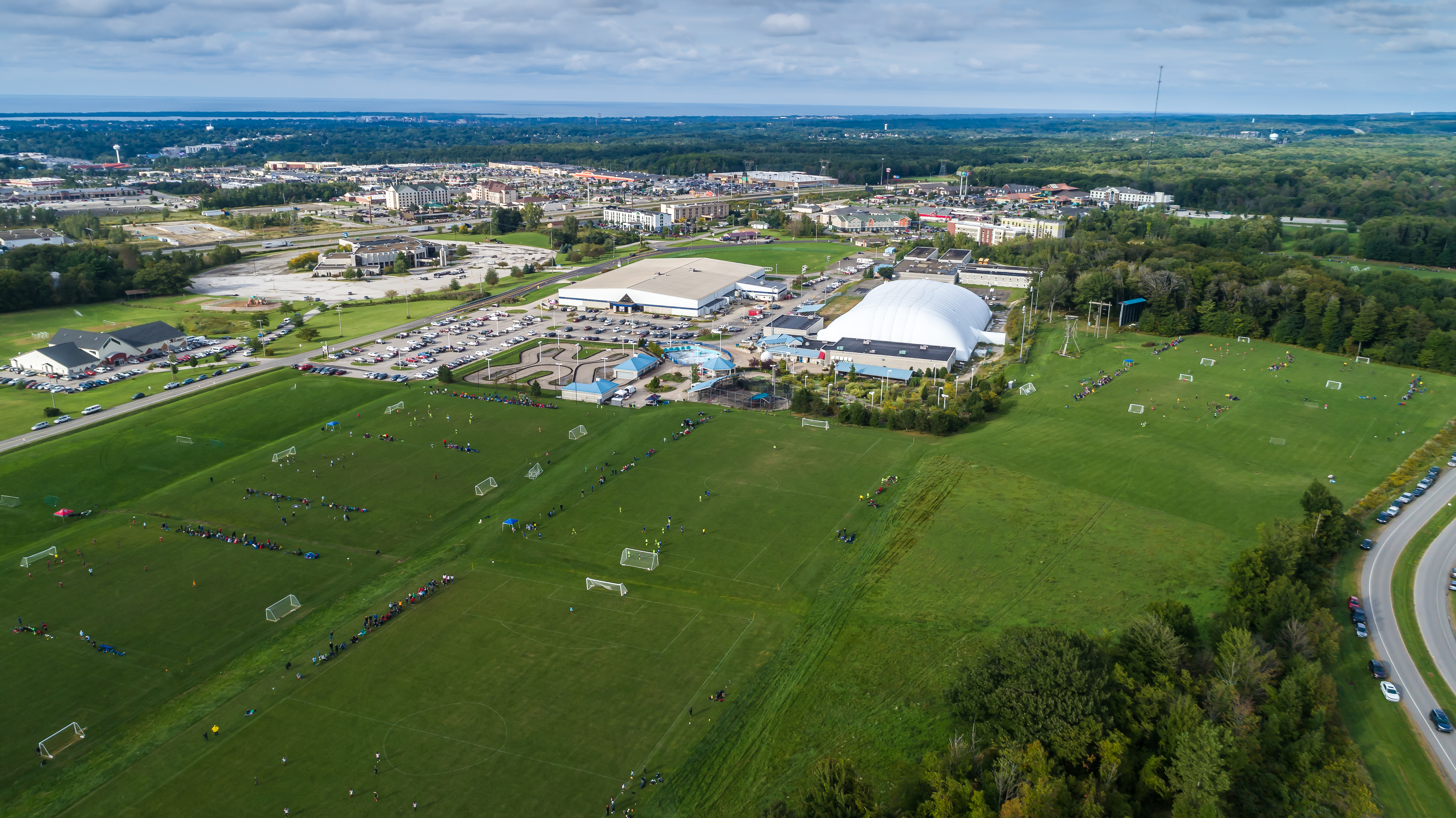 sports center with fields around